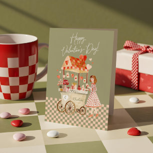 Watercolor Vintage Market Cart Valentine Card