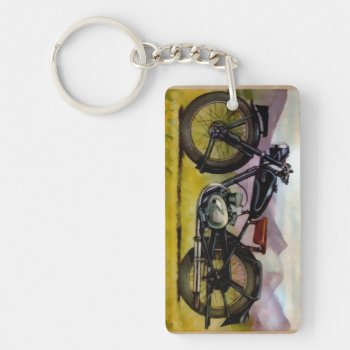 Watercolor Vintage Motorcycle Keychain by Kinder_Kleider at Zazzle