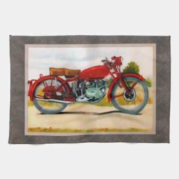 Watercolor Vintage Motorcycle Kitchen Towel by Kinder_Kleider at Zazzle