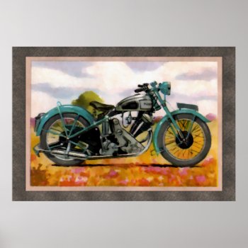 Watercolor Vintage Motorcycle Poster by Kinder_Kleider at Zazzle
