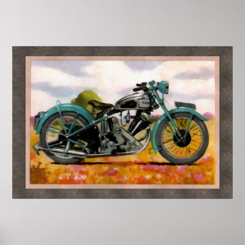 Watercolor Vintage Motorcycle Poster