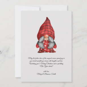 Watercolor Vintage Mrs Santa Christmas Gnome Holiday Card