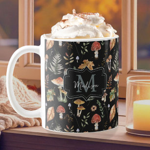 Watercolor Vintage Mushroom Fern Botanical Pattern Coffee Mug