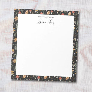 Watercolor Vintage Mushroom Fern Botanical Pattern Notepad