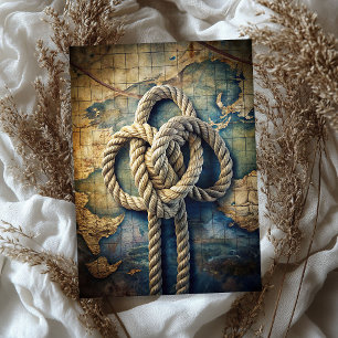 Watercolor vintage nautical rope old map tissue paper