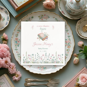 Watercolor Vintage New Chapter begins Baby Shower Napkins