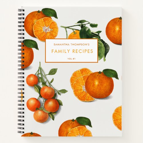 Watercolor Vintage Orange Citrus Recipe Notebook