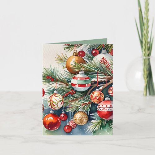 Watercolor Vintage Ornament Photo Craft Christmas Card
