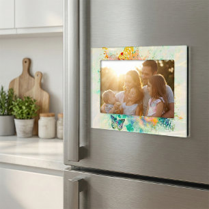 Watercolor Vintage Pastel Butterflies Abstract Magnetic Frame