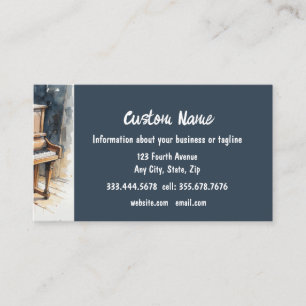 Watercolor Vintage Piano Sales Tuner Teacher Business Card