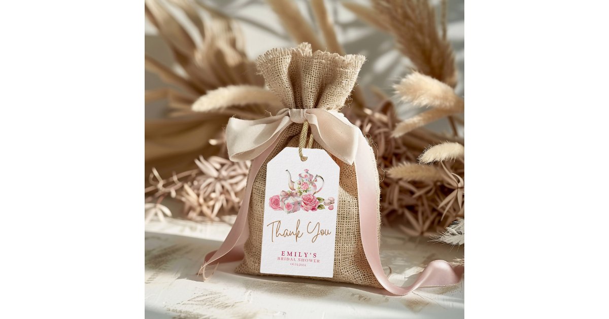 Watercolor vintage pink floral Bridal shower favor Gift Tags | Zazzle