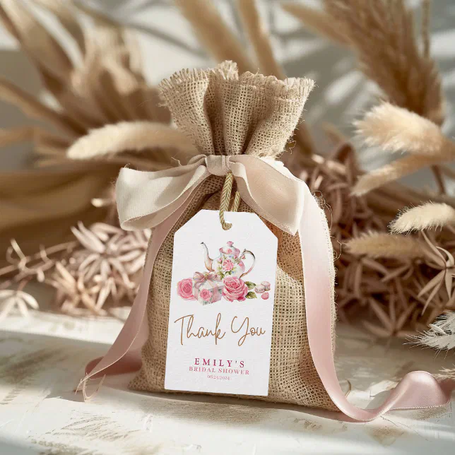 Watercolor vintage pink floral Bridal shower favor Gift Tags | Zazzle