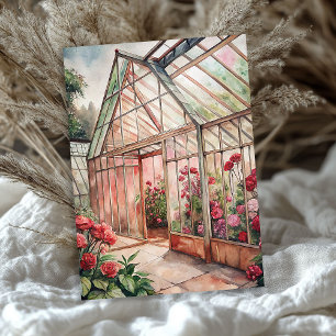 Watercolor vintage red roses greenhouse tissue paper