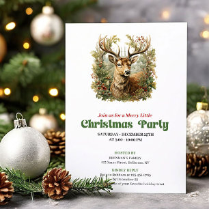 Watercolor vintage reindeer Christmas party Invitation