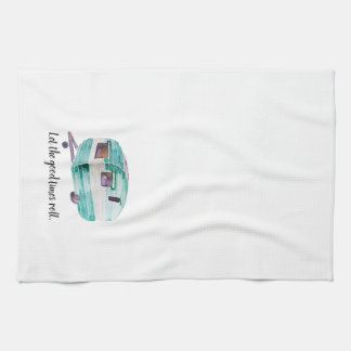 Watercolor Vintage Retro Camper Kitchen Dish Towel