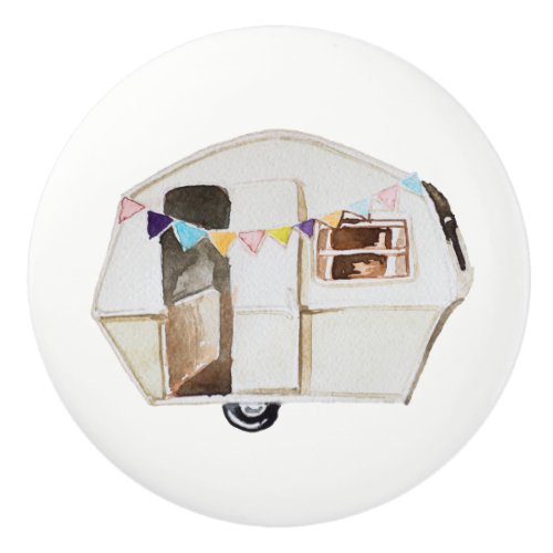 Watercolor Vintage Retro Camper Knob Pull v 3