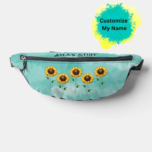 Watercolor Vintage Retro Sunflower Inspirational Fanny Pack