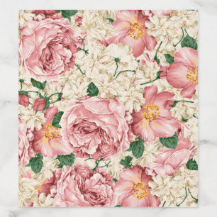 Watercolor Vintage Rose and Hydrangea Pattern Envelope Liner