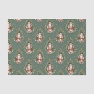 Watercolor Vintage Santa Claus and Christmas Tree Tissue Paper