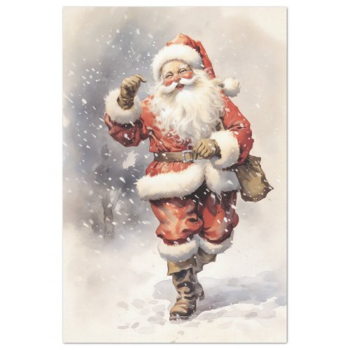 Watercolor vintage Santa Claus Christmas gifts Tissue Paper