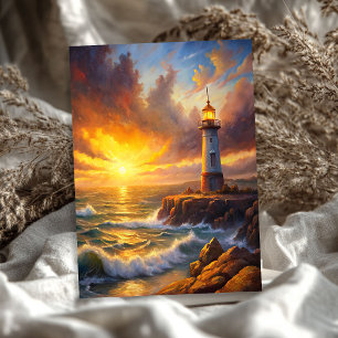 Watercolor vintage sea light house sunshine tissue paper