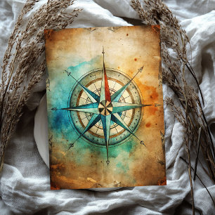 Watercolor vintage shabby chic compass blush roses tissue paper