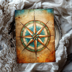 Watercolor vintage shabby chic compass blush roses tissue paper