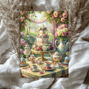 Watercolor vintage shabby chic English tea table Tissue Paper