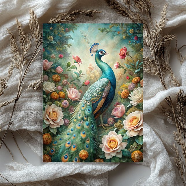 Watercolor vintage shabby chic peacock blush roses tissue paper (Watercolor vintage shabby chic peacock blush roses tissue paper)