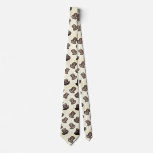 Watercolor Vintage Stovepipe Hat Necktie