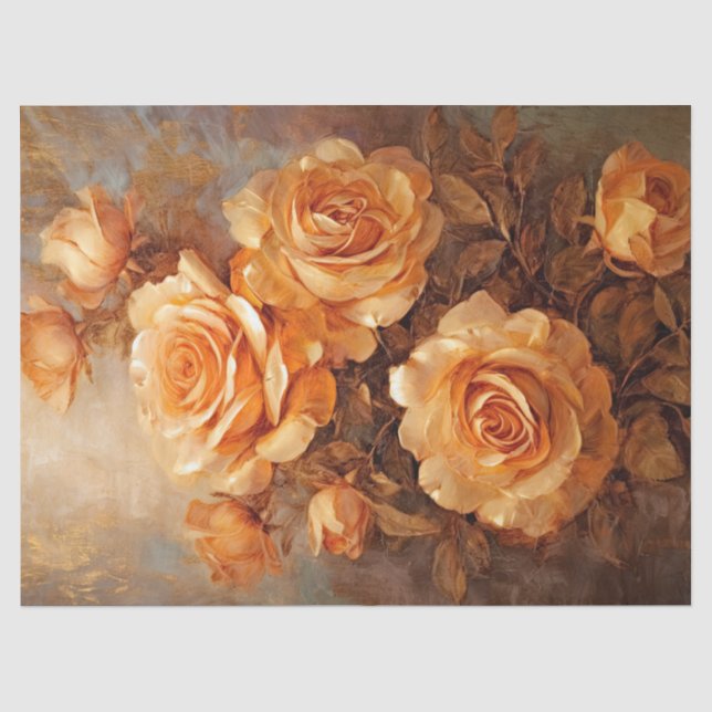 Watercolor vintage sunset orange English roses Tissue Paper (Front)