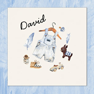 Watercolor Vintage Toys Blue Nursery Art Poster