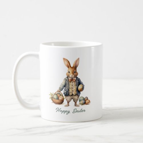 Watercolor vintage VIctorian Easter bunny with egg Coffee Mug