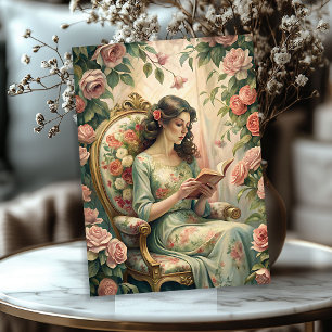 Watercolor vintage Victorian woman reading a book Tissue Paper