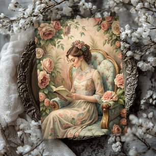 Watercolor vintage Victorian woman reading a book Tissue Paper