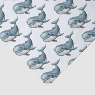 Watercolor Vintage Whale Drawing  Tissue Paper