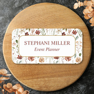 Watercolor Vintage Wildflower Floral Meadow Name Tag