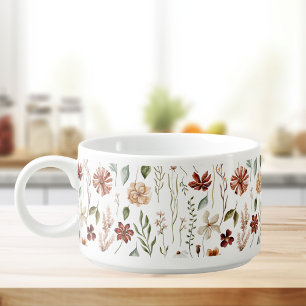 Watercolor Vintage Wildflower Floral Pattern Bowl