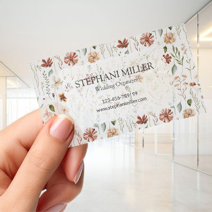 Watercolor Vintage Wildflower Floral Plastic Clear Business Cards