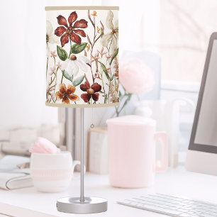 Watercolor Vintage Wildflower Meadow Floral Table Lamp