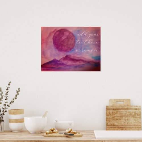 Watercolor Violet and Brown Rocky Mountains  Poster