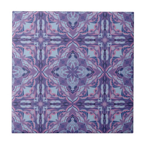 Watercolor Violet Azulejo Spanish Tile