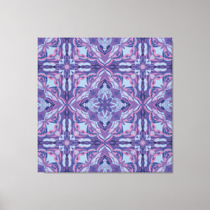 Watercolor Violet Azulejo Spanish Tile  Canvas Print