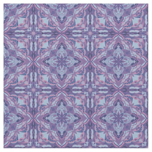 Watercolor Violet Azulejo Spanish Tile Fabric