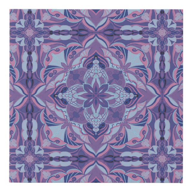 Watercolor Violet Azulejo Spanish Tile  Faux Canvas Print (Front)