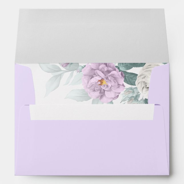 Watercolor Violet Chic Roses Envelope (Back (Bottom))