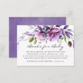 Watercolor Violet Floral Baby Shower Book Request Enclosure Card (Front/Back)