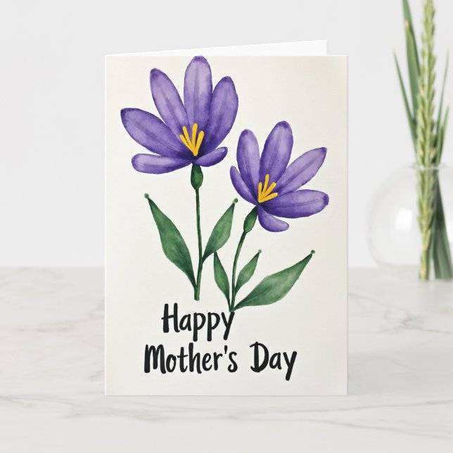 Watercolor Violet Floral Card (Front)