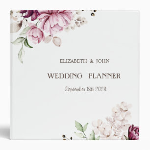Watercolor Violet Flowers 3 Ring Binder