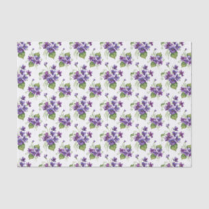 Watercolor Violet Flowers Bouquet Tissue Paper